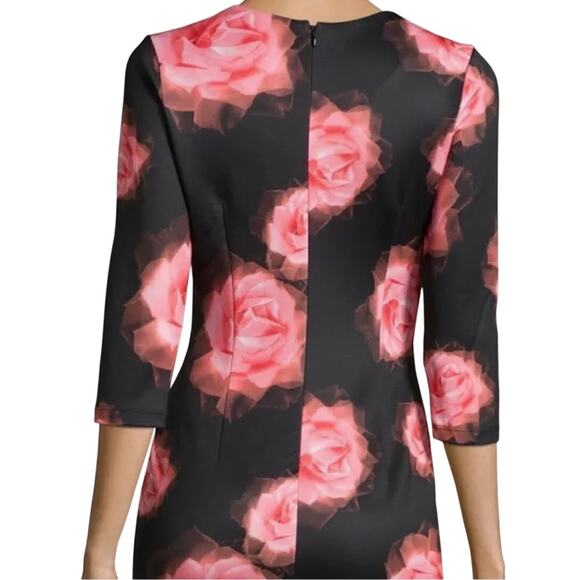 Alexia Admor Womens Rose Print 3/4‎ Sleeve Mini Dress Size M - Picture 2 of 8